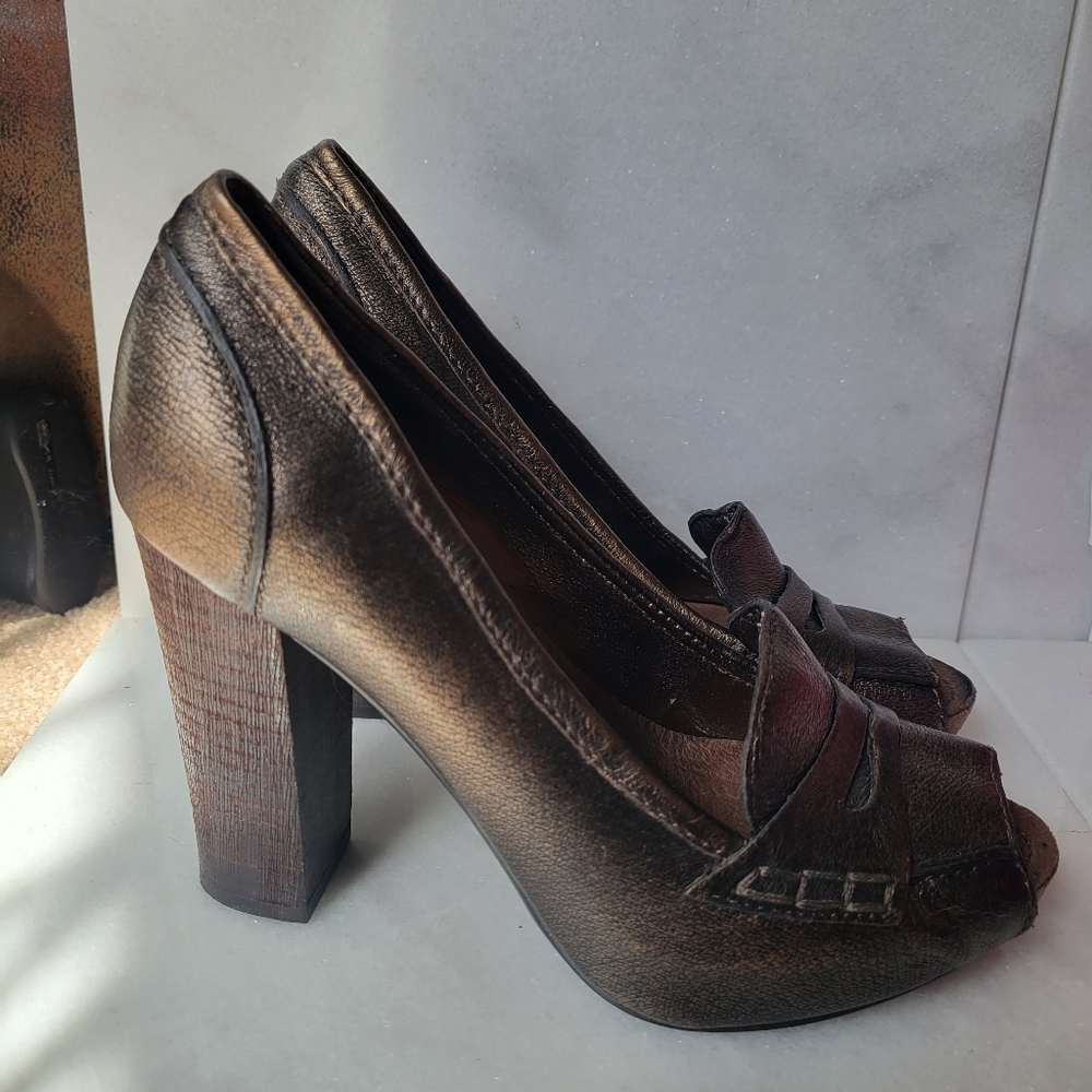 Apepazza Peep Toe Penny Loafers